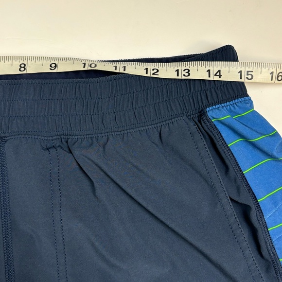 Lululemon Shorts Mens Large‎ Blue Side Stripes 11” Stretch Unlined Lightweight - Picture 13 of 15